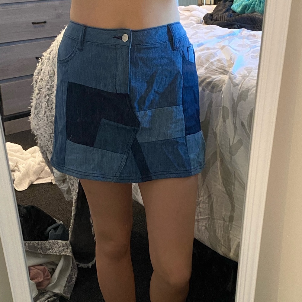 Patchwork Jean Skirt